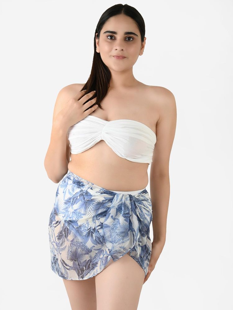 Blissence Blue Leaf Printed Short Sarong-image-27