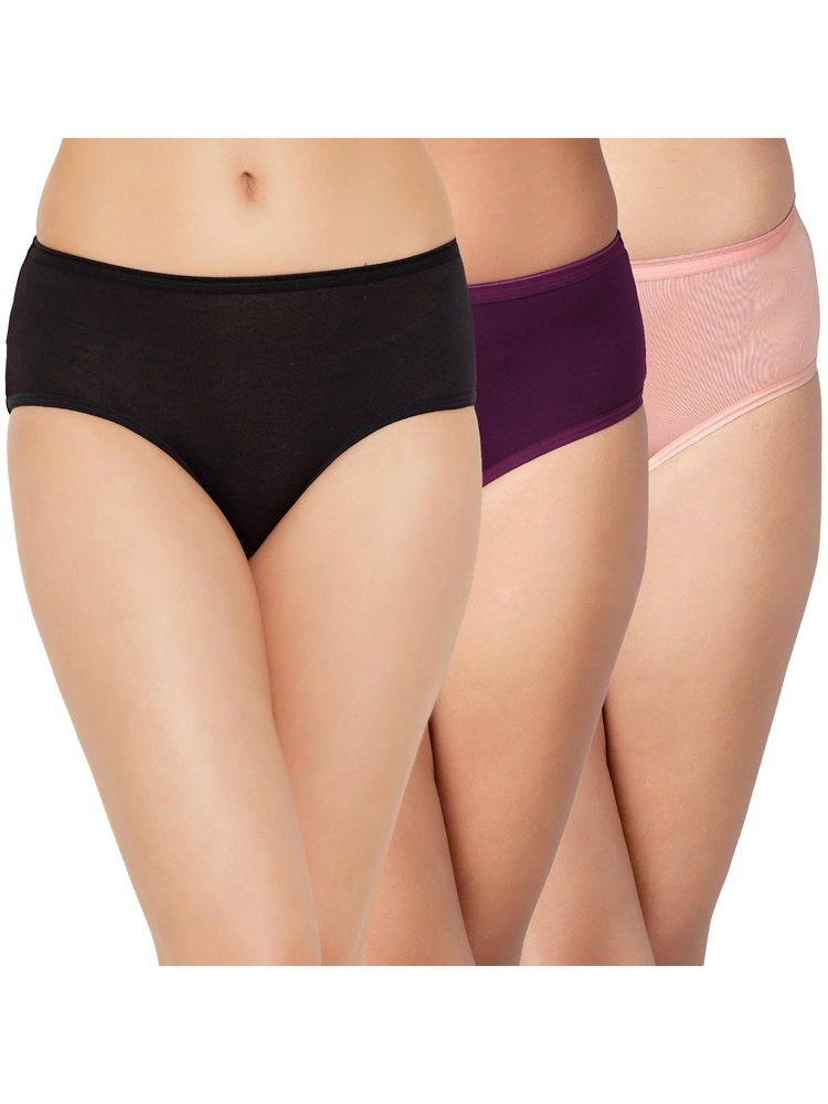 Clovia 3 Modal Mid Waist Solid Hipster Panty- Everyday Comfortable Fit (Pack Of 3)-image-4