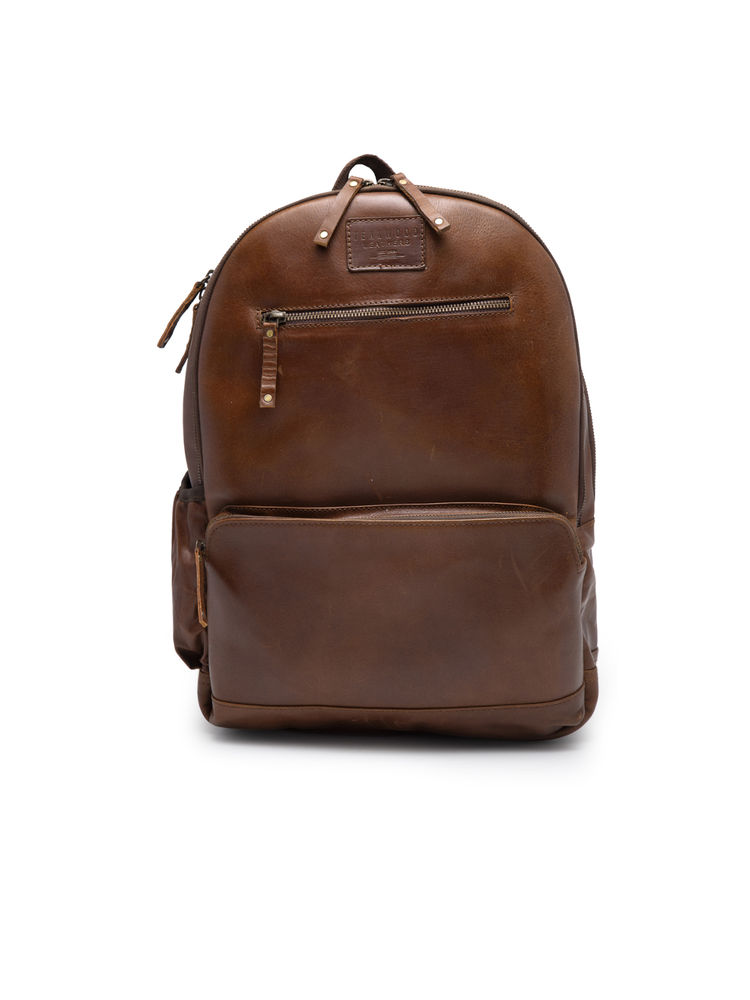 Teakwood Unisex Tan Brown Solid Leather Backpack-picture-27