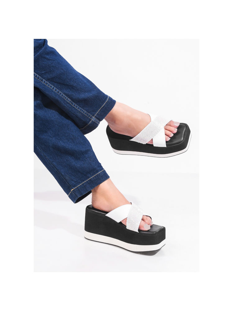 The White Pole Women White Casual Wedges-picture-24