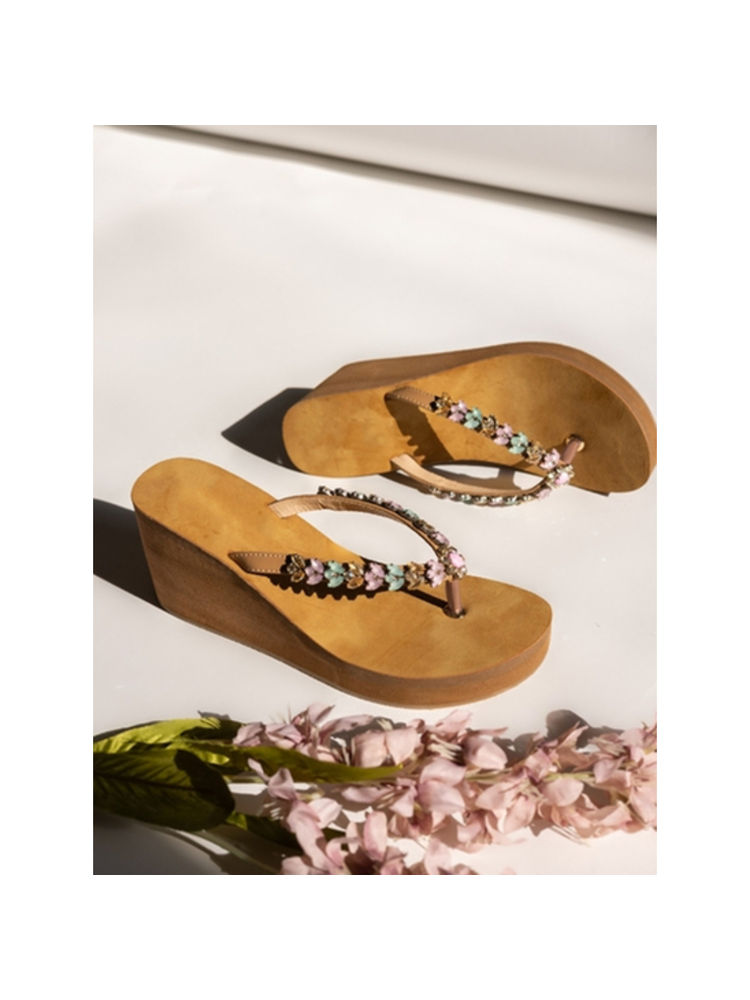 The White Pole Women Tan Casual Wedges