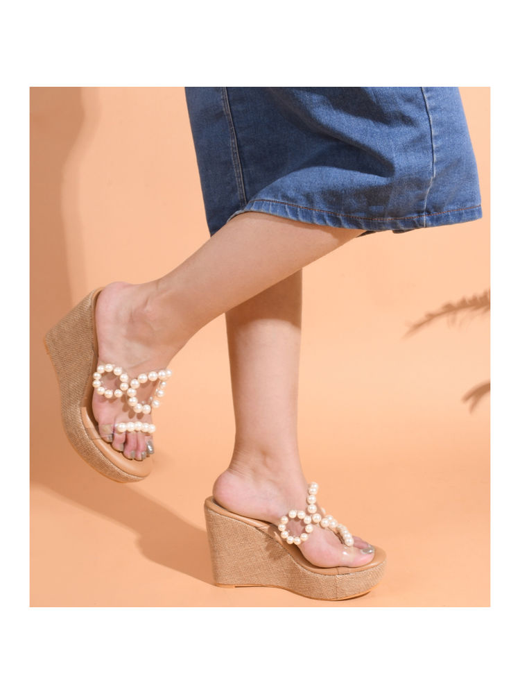 The White Pole Women Beige Casual Wedges-picture-36