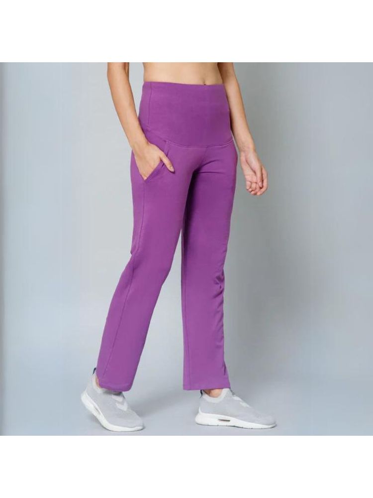 Zelena 247 Mom High Waisted Purple Maternity Postpartum Trouser With Pockets-picture-23