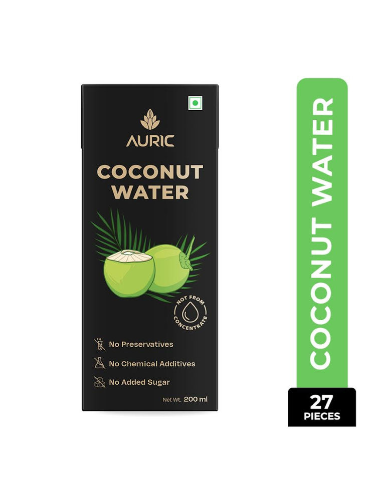 Auric Tender Coconut Water- No Added Sugar, Not From Concentrate, Safe Hygienic Packaging-Pack of 27