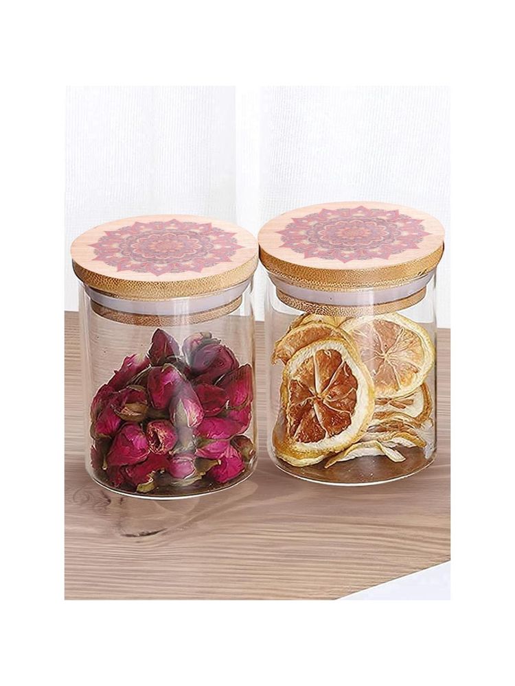 UMAI Glass Jars with Printed Bamboo Lid 300ml (Pack of 2)-image-17