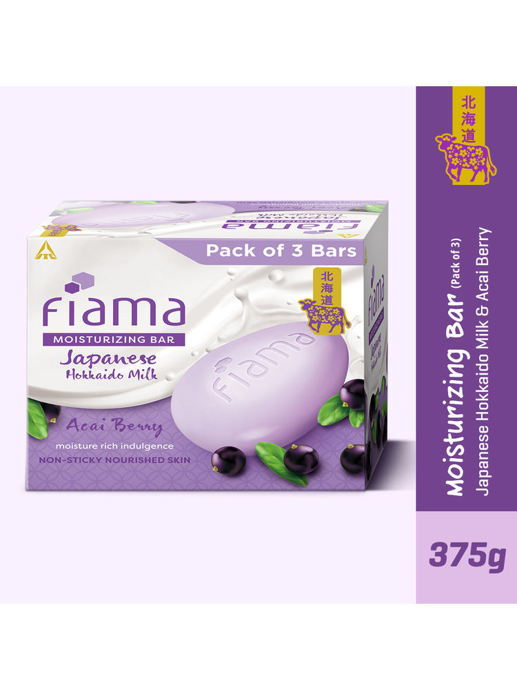 Fiama Japanese Hokkaido Milk & Acai Berry Moisturizing Soap Bars - Pack of 3-image-43