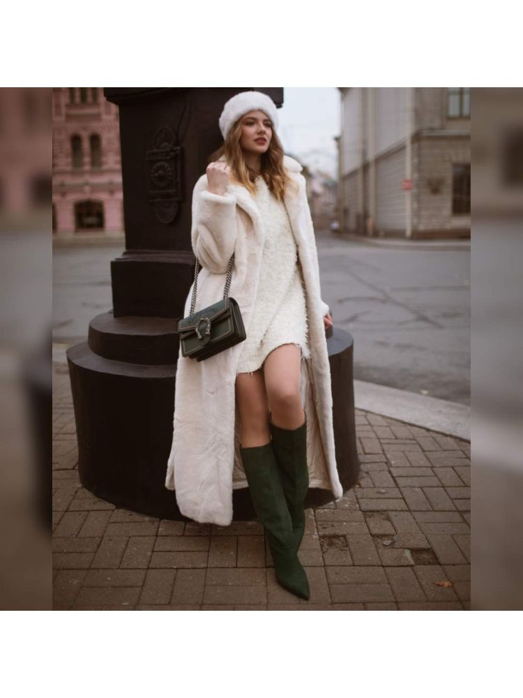 Saint G Erin Green Suede Leather Kitten Heel Long Boots-picture-17