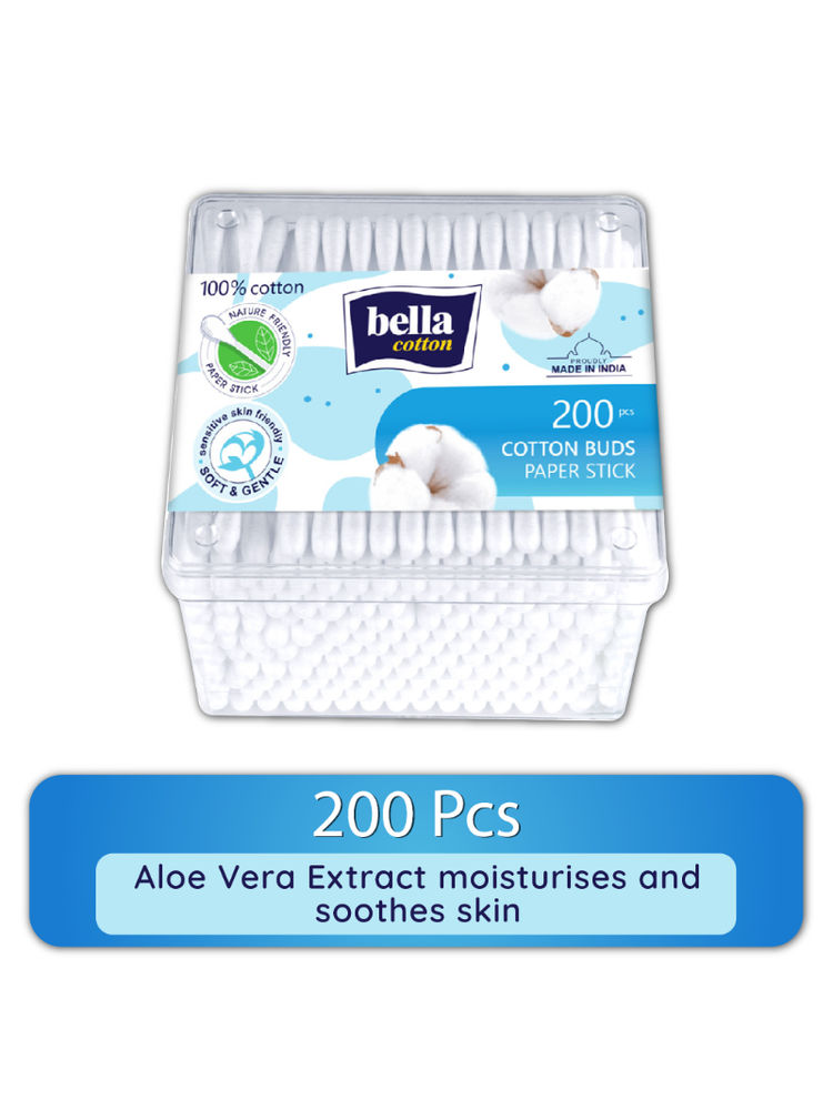 Bella Cotton Buds with Paper Stick, Soft & Gentle,100% Cotton,Nature Friendly, Multipurposes