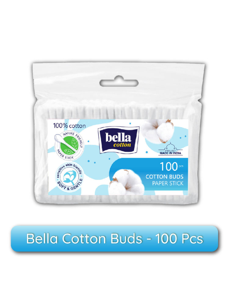 Bella Cotton Buds with Paper Stick, Soft and Gentle, 100% Cotton, Nature Friendly
