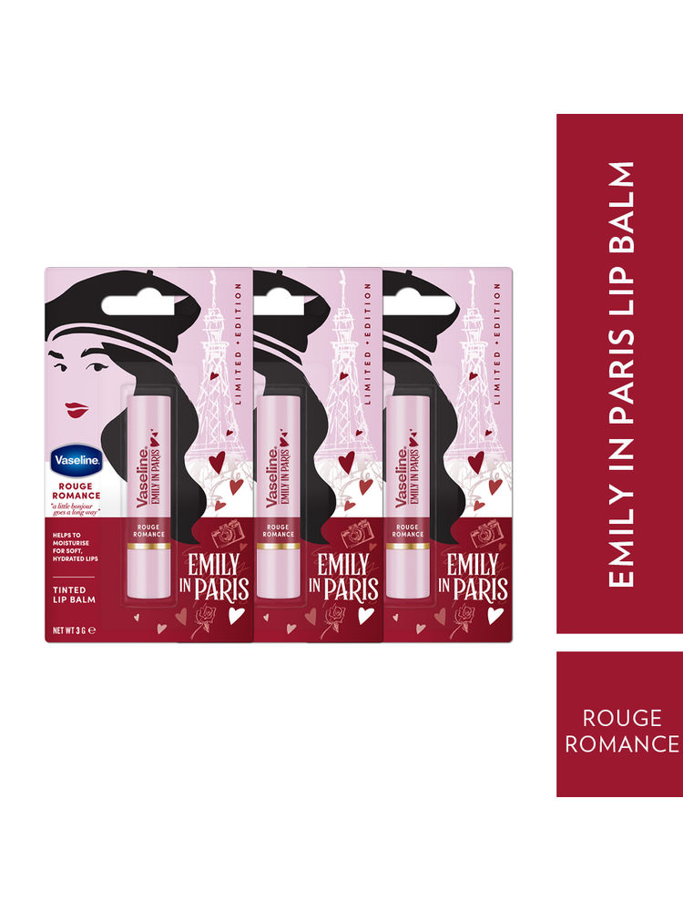 Vaseline Rouge Romance Emily In Paris Limited Edition Red Tinted Lip Balm Stick - Pack Of 3-image-2