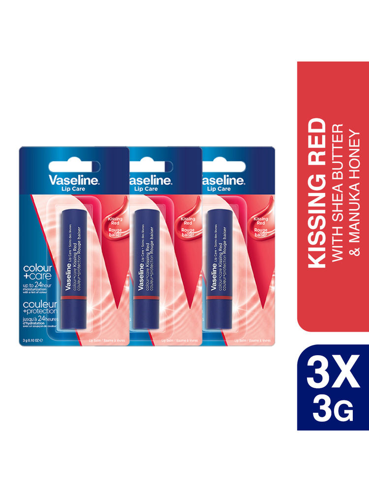 Vaseline Colour+Care Kissing Red Tinted Lip Balm Stick - Pack Of 3-picture-11