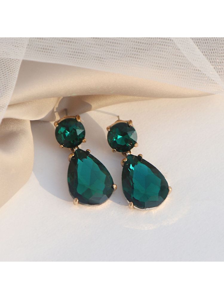 Joker & Witch Glam Up Green Drop Earrings For Women-image-3
