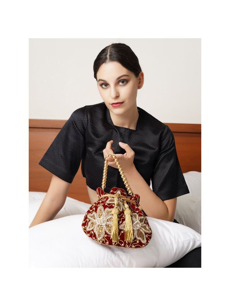 Odette Pink Handcrafted Potli Handbag-image-14