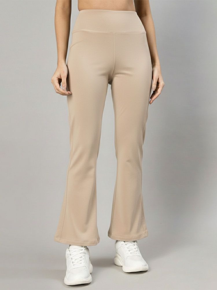 CHKOKKO Women Beige Polyester Solid Flared Pant-picture-31