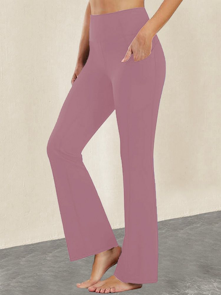 CHKOKKO Women Pink Polyester Solid Flared Pant-picture-18