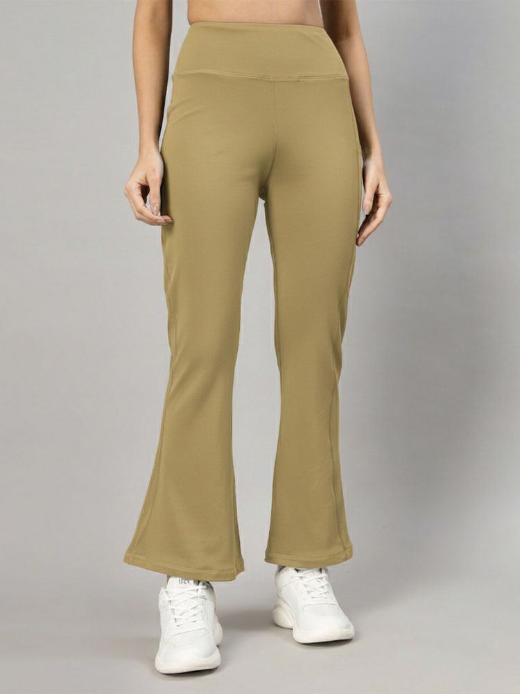 CHKOKKO Women Brown Polyester Solid Flared Pant-picture-34