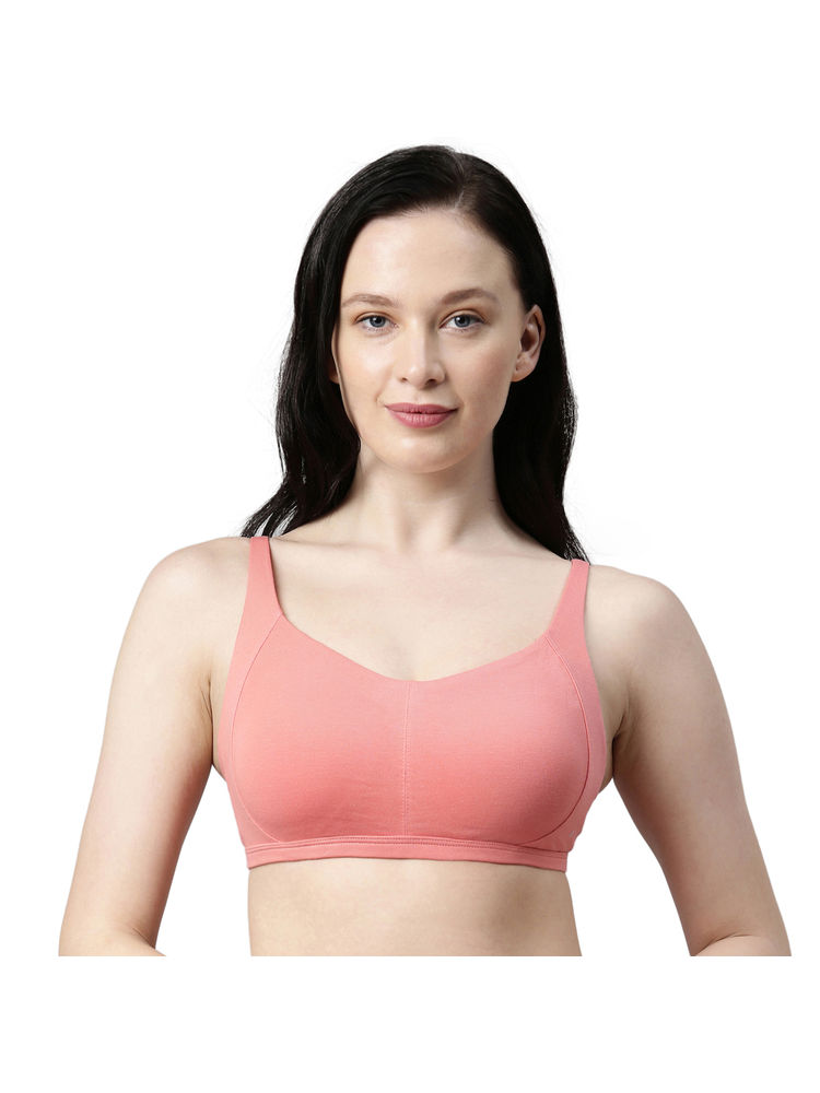 Enamor Women A058 Padded Wirefree Cotton Eco-antimicrobial Comfort Minimizer Bra Pink-picture-23