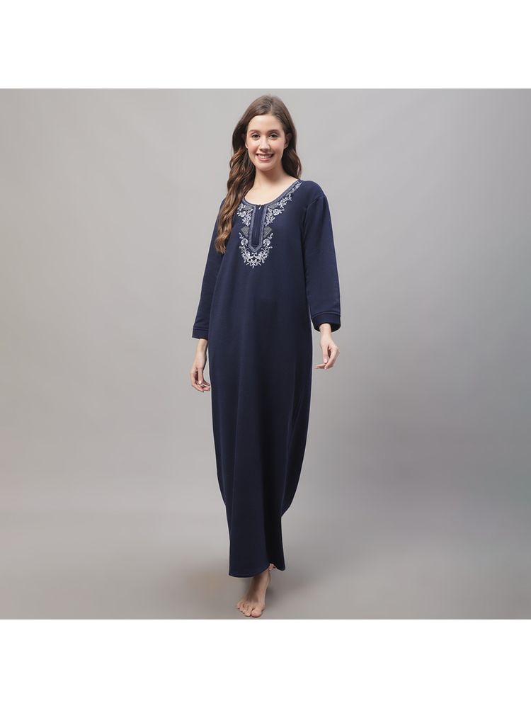 Secret Wish Women's Blue Woolen Nighty For Winter-picture-36