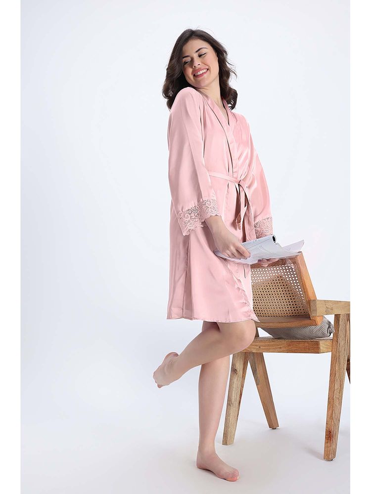 Zivame Satin Sleep Robe Set - Spanish Villa-picture-14