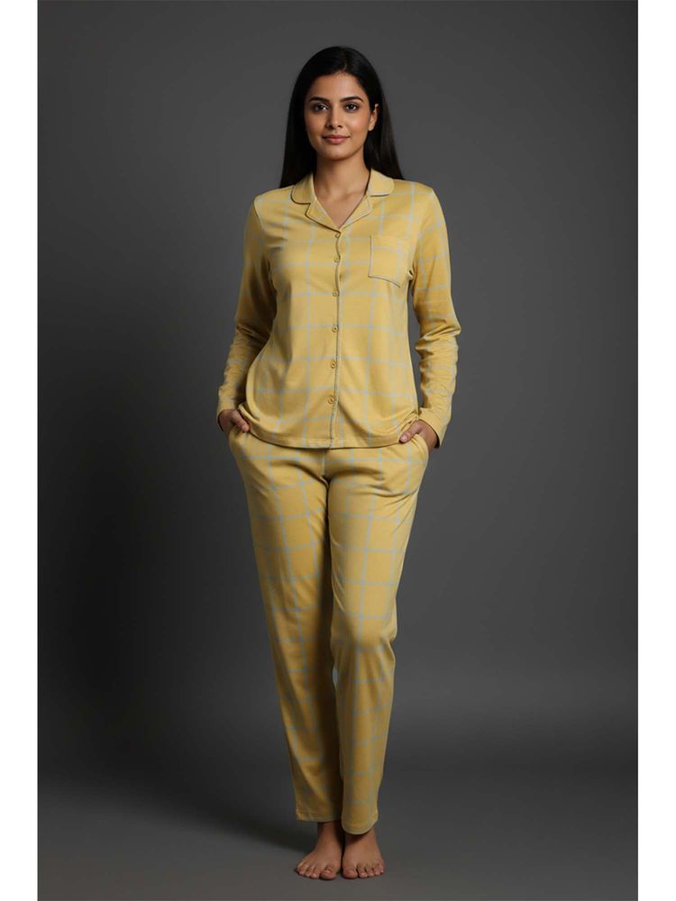 Zivame Knit Cotton Pyjama and Shirt - Pampas-picture-15