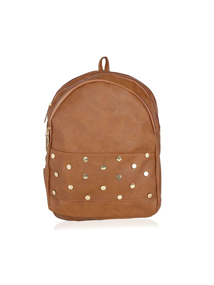 KLEIO Women's Designer Pu Small Studded Backpack, 27x13x34cm(tan, Edk1020kl-ta)-picture-19