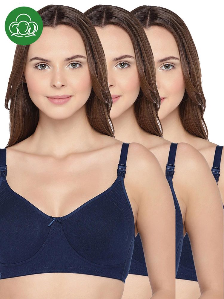 Inner Sense Multi-Color Organic Cotton Comfortable Solid Maternity Bra (Pack of 3)-picture-1