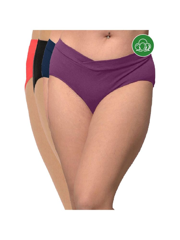 Inner Sense Plus Size Organic Cotton V Band Panties (Pack of 4)-picture-45