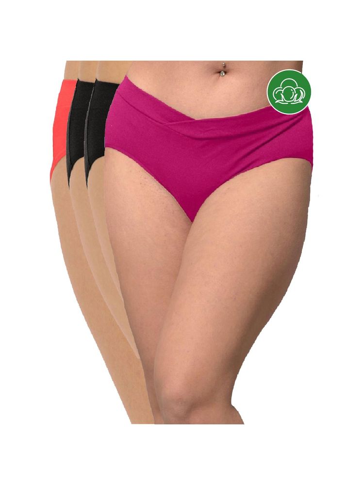 Inner Sense Plus Size Organic Cotton V Band Panties (Pack of 4)-image-45