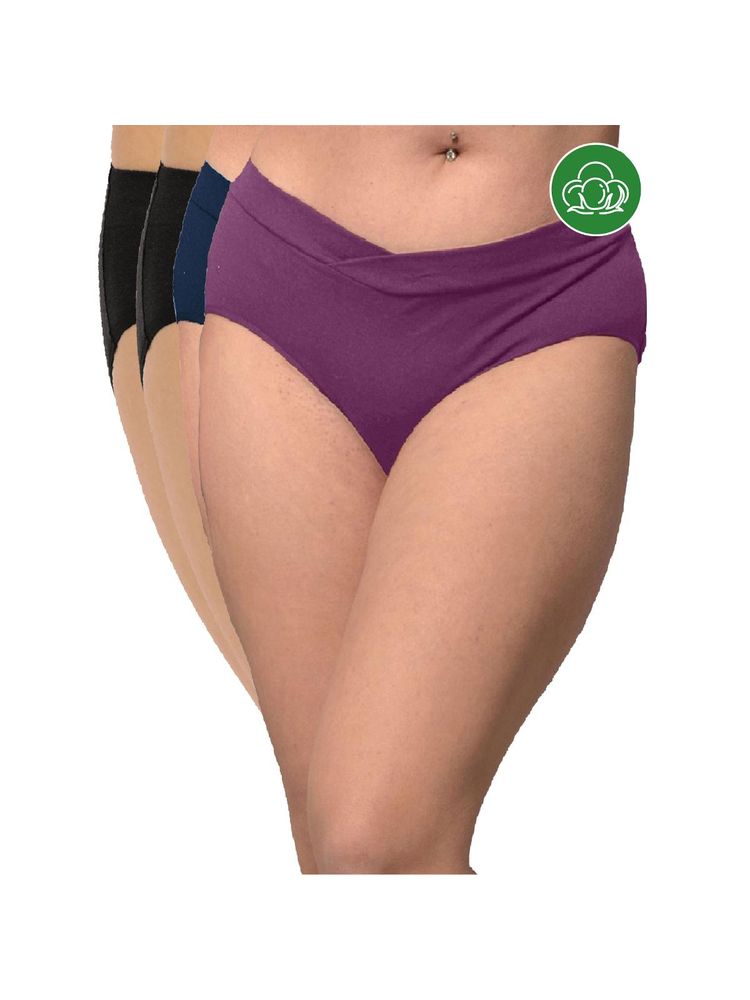 Inner Sense Plus Size Organic Cotton V Band Panties (Pack of 4)-picture-14