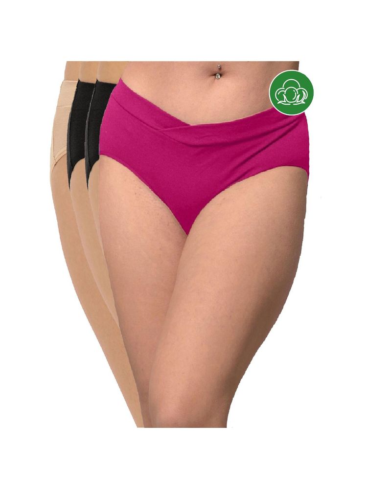 Inner Sense Plus Size Organic Cotton V Band Panties (Pack of 4)-picture-15