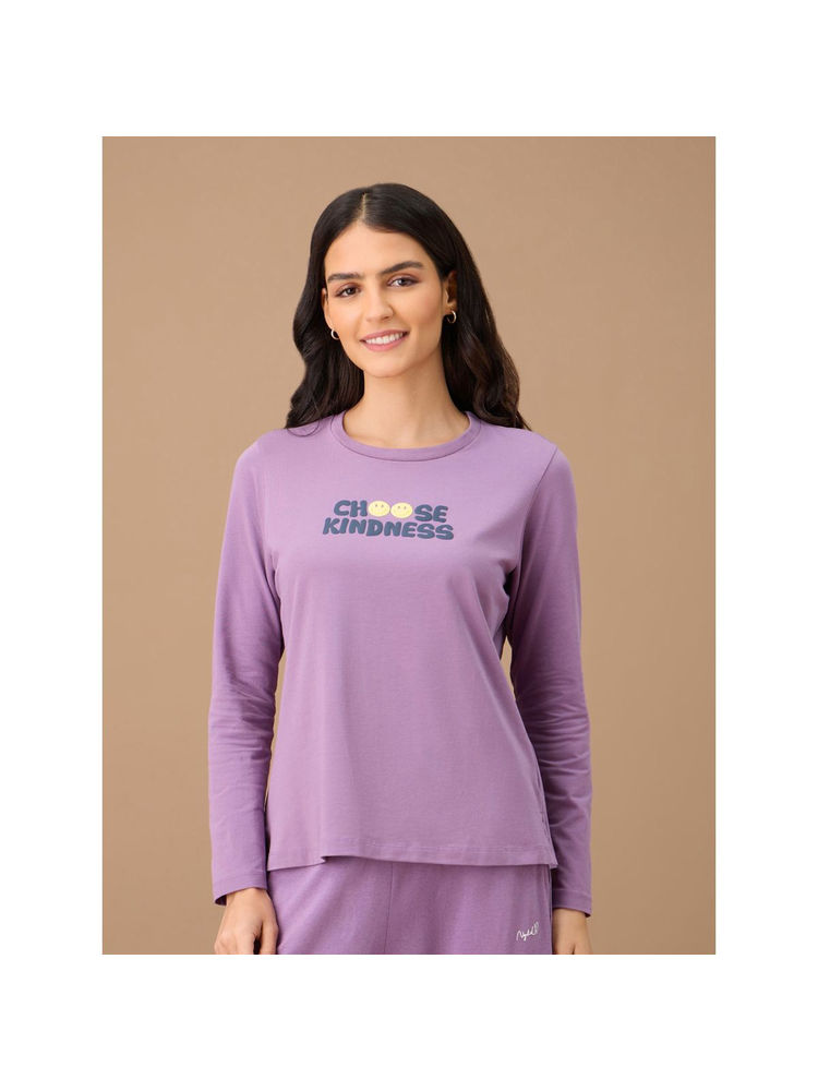 Nykd By Nykaa Essential Long Sleeve Graphic Tee - NYS802 - Grape-image-6