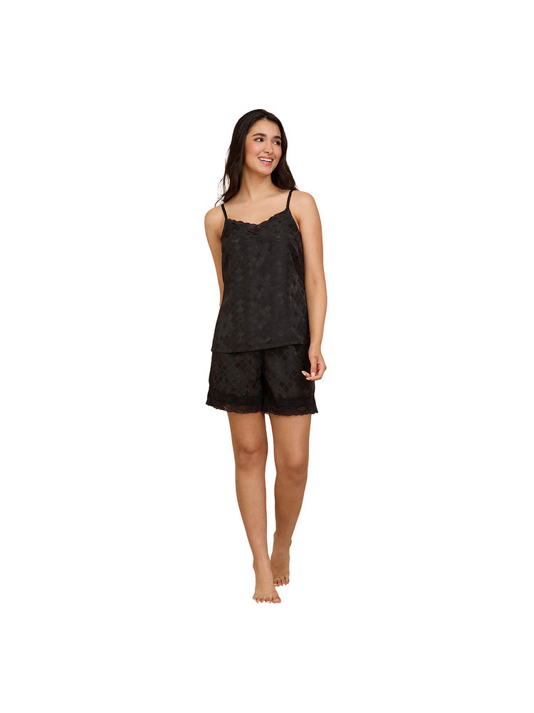 Nykd By Nykaa Luxe Satin Shorts Set with Stylish Cami Top Pack Of 2-NYS921-Black-picture-16