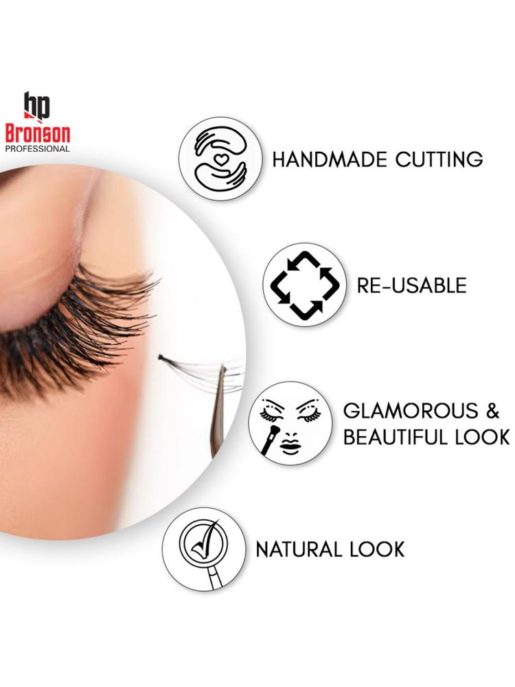 Bronson Professional Eyelash set 3D false long and natural eye makeup 8 pairs No. T02-picture-24