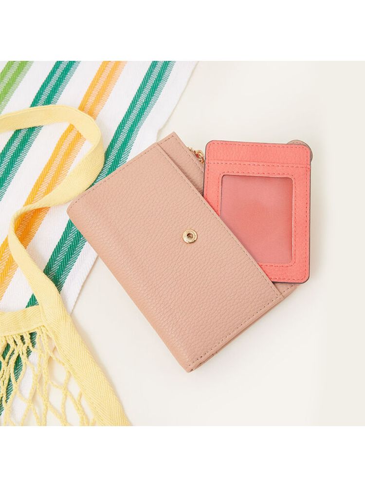Accessorize London Women Faux Leather Nude Removable Card Holder Purse-image-36