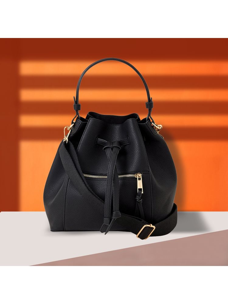 Accessorize London Women Faux Leather Black Classic Handbag-picture-24