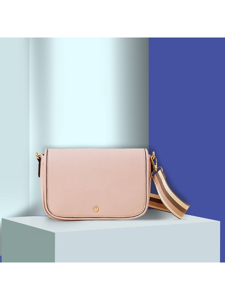 Accessorize London Women Faux Leather Cream Webbing Strap Flap Sling Bag-image-35