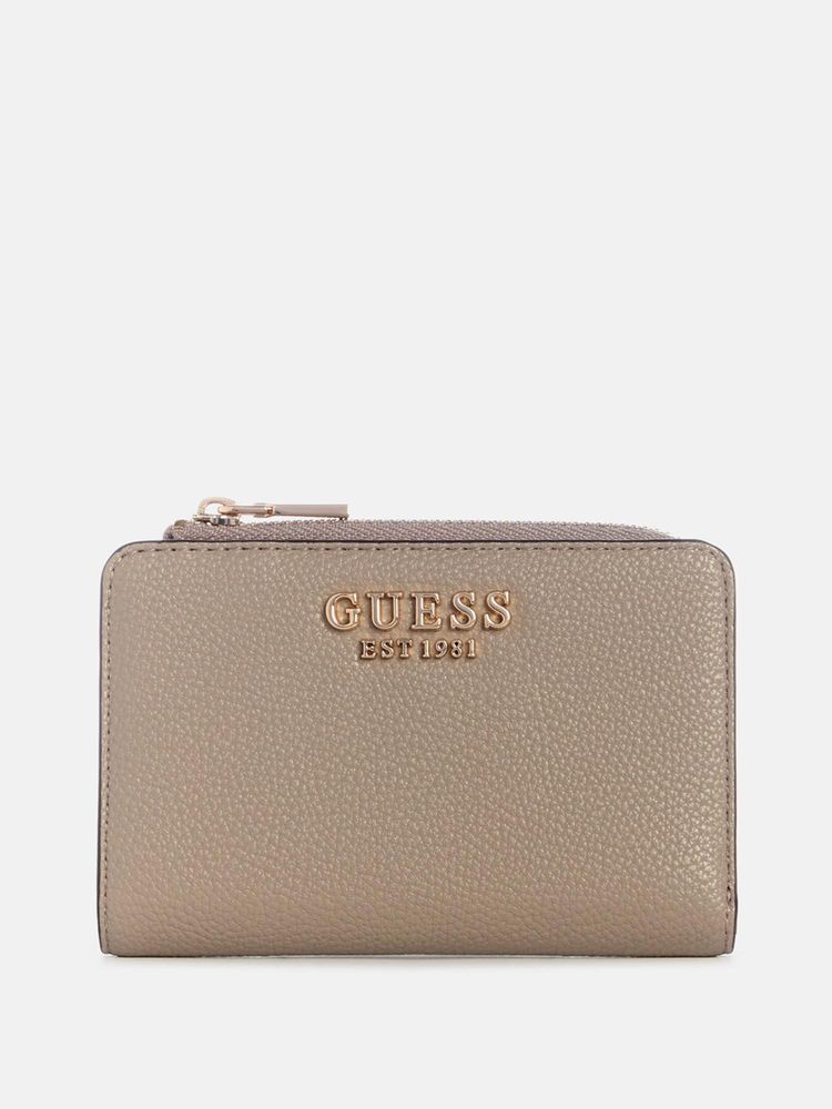 Guess Beige Textured Zipper Yesba Wallet-image-6