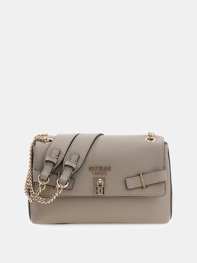 guess fashion Guess Beige Textured Magnetic Snap Crossbody Bag-picture-32