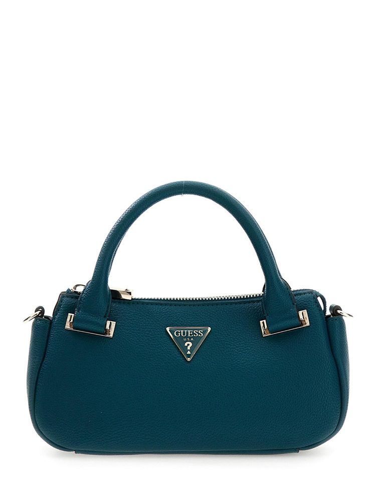 Guess Teal Textured Satchel Bag with Detachable Strap-image-42