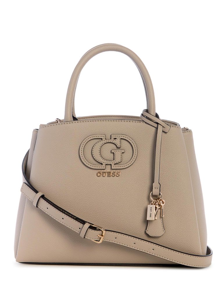 guess fashion Guess Beige Textured Satchel Bag with Detachable Strap-picture-15