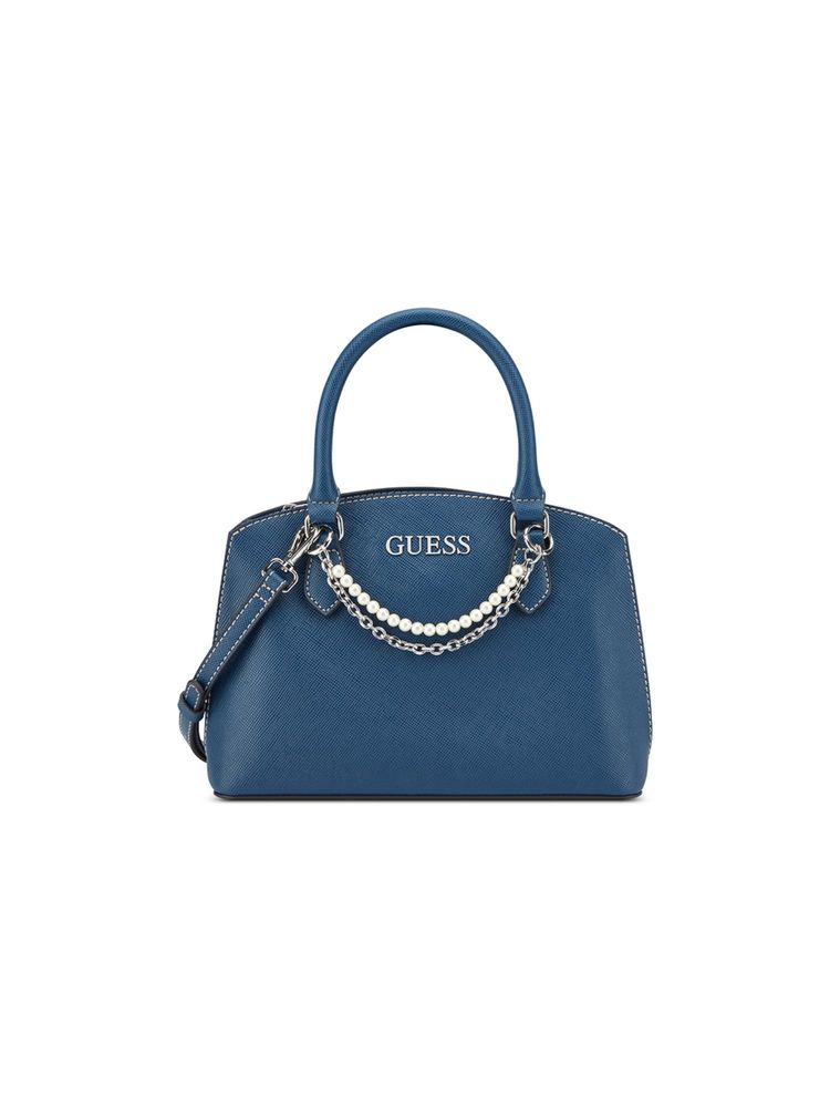 guess fashion Guess Navy Blue Textured Satchel Bag with Detachable Strap-picture-17