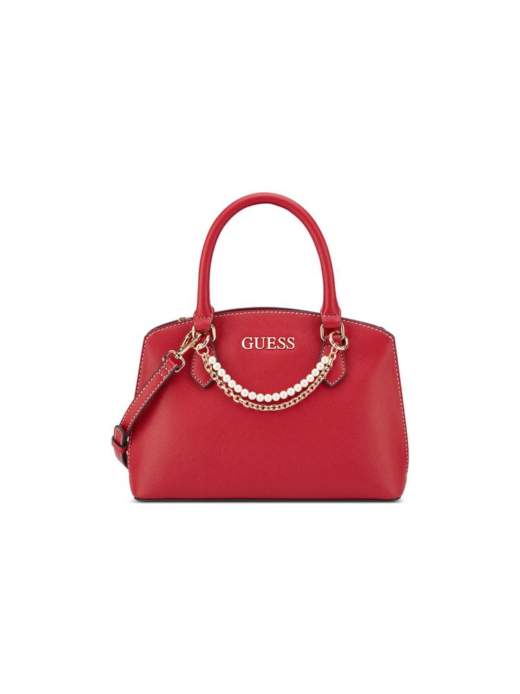 guess fashion Guess Red Textured Satchel Bag with Detachable Strap-picture-18