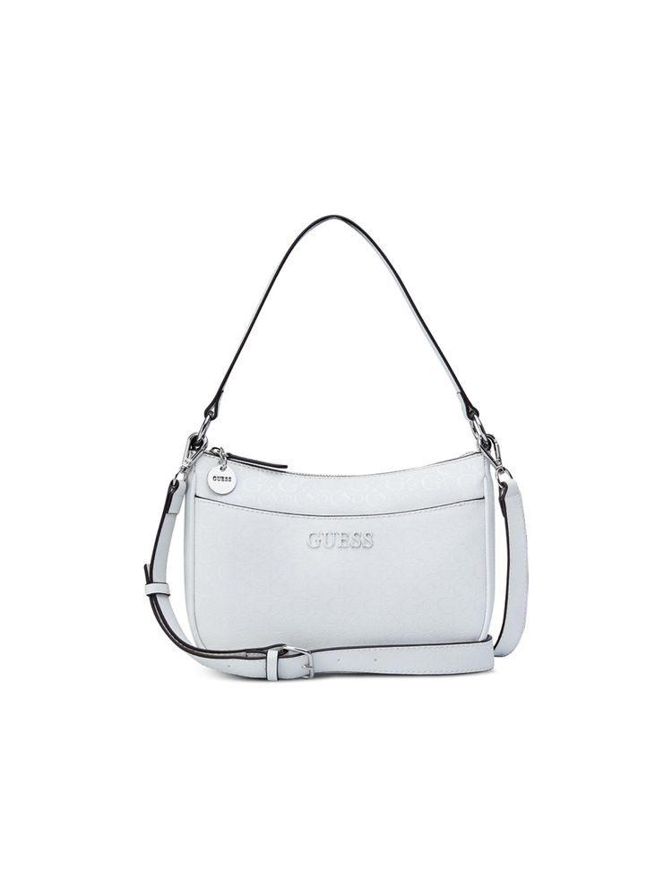 guess fashion Guess White Textured Zipper Crossbody Bag-picture-22