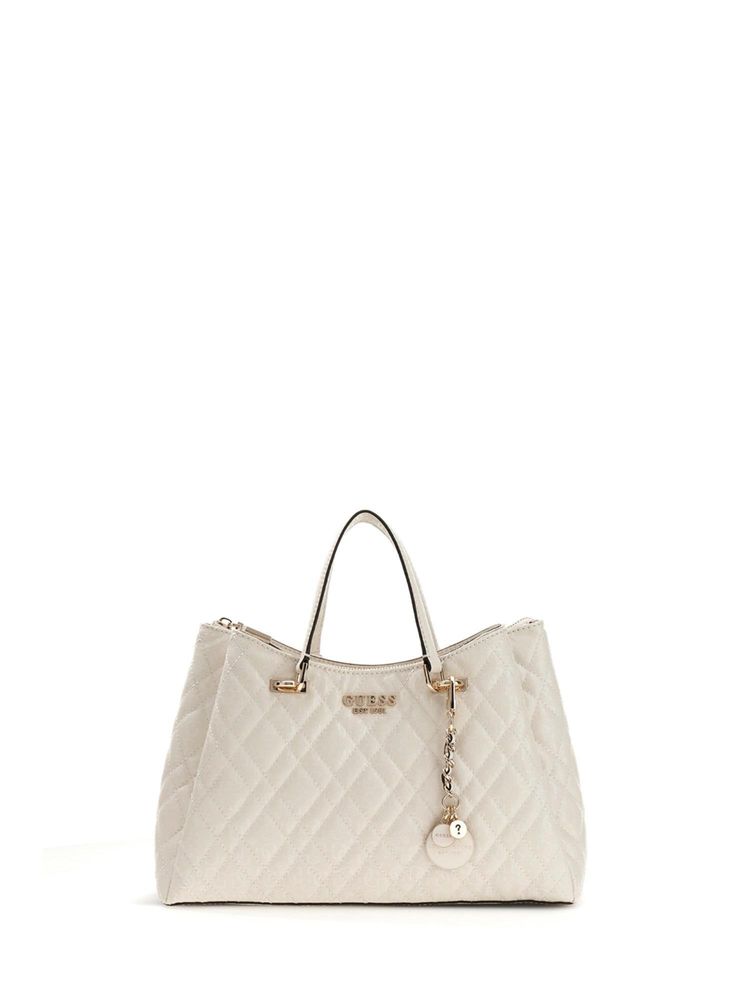 guess fashion Guess White Textured Zipper Hand Bag with Detachable Strap-picture-17