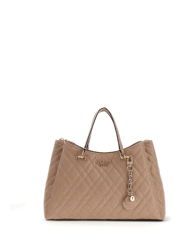 guess fashion Guess Beige Textured Zipper Hand Bag with Detachable Strap-picture-14