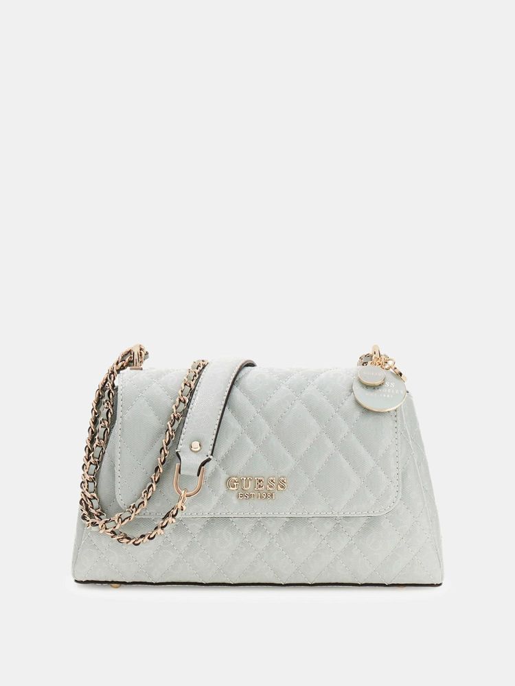 Guess Green Textured Magnetic Snap Crossbody Bag-image-12