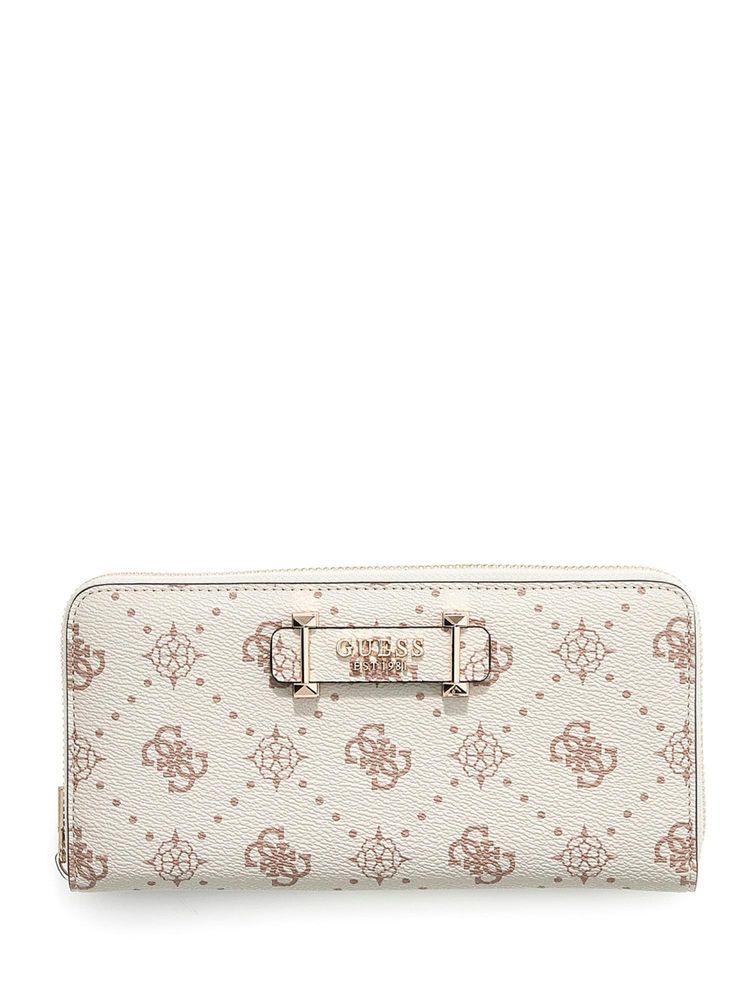 Guess White Printed Zipper Around Wallet-image-12