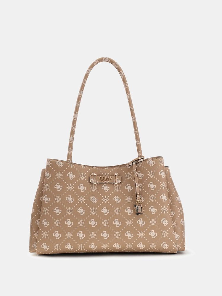 guess fashion Guess Brown Printed Magnet Tote Bag-picture-18