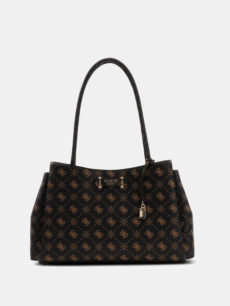guess fashion Guess Black Printed Magnet Tote Bag-picture-18
