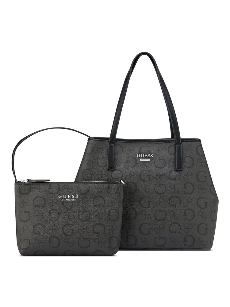 guess fashion Guess Black Printed Magnet Tote Bag With Pouch-picture-19